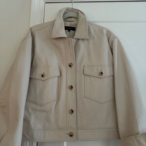 Womens off white soft leather jacket
